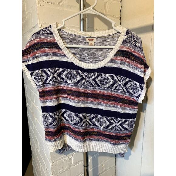 Striped Short Sleeve Sweater Small - Picture 1 of 4